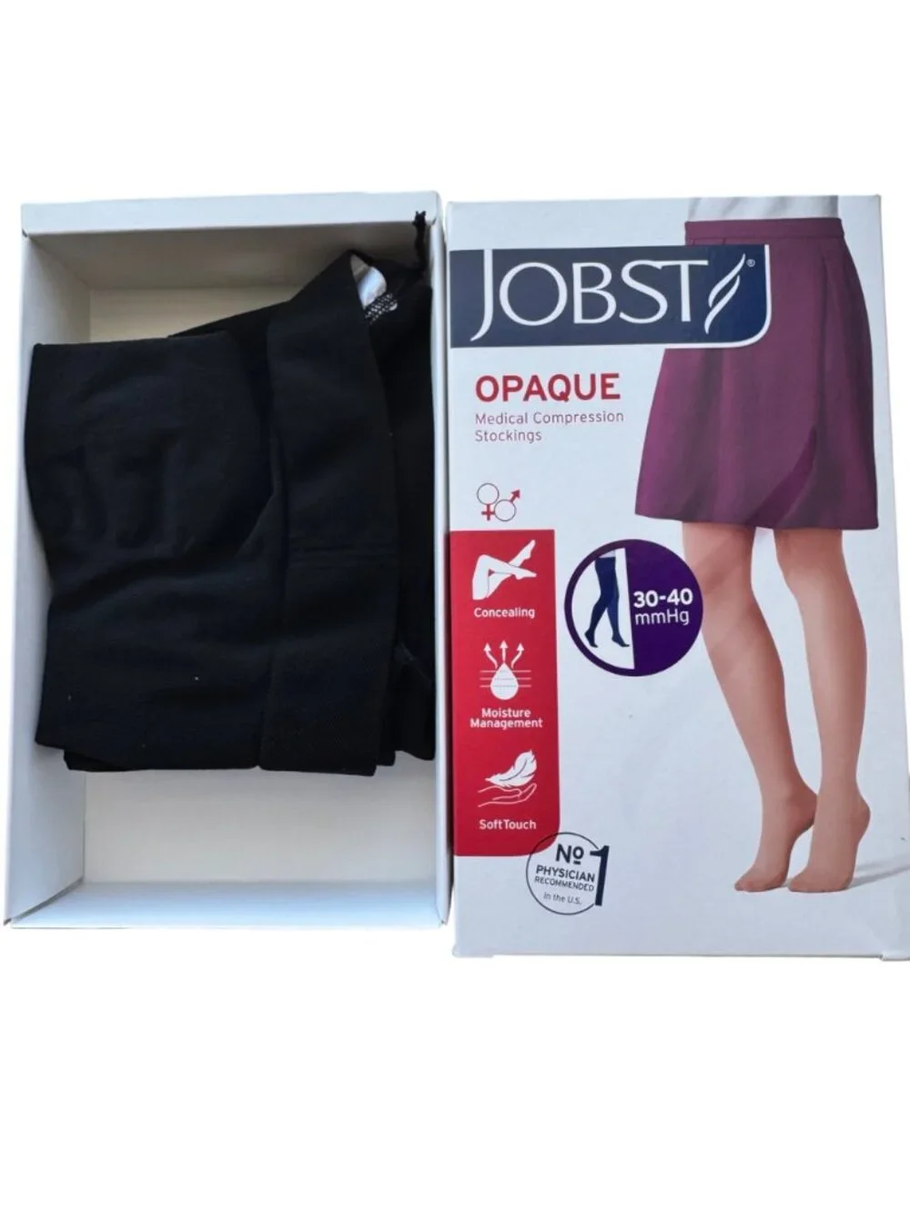 Jobst Compression Stockings Opaque Black Large Waist CT Support 30-40 MmHg NEW - Picture 9 of 9